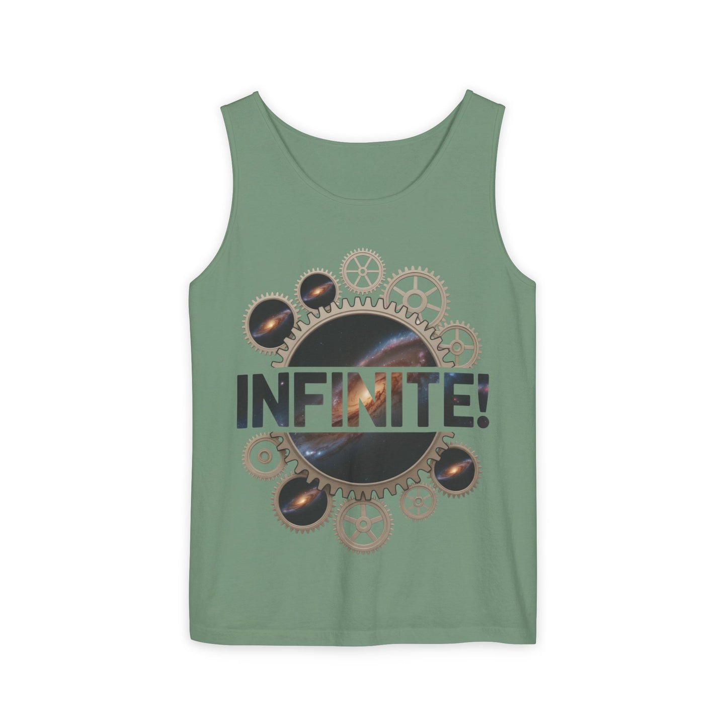 Men's INFINITE! Steampunk Space Gears T-Shirt, Cosmic Mechanical Design Tee for Sci-Fi & Engineering Lovers, Workout Shirt
