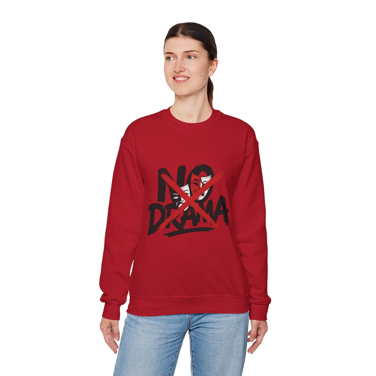 No Drama Crewneck Womens Sweatshirt, Cozy Sweatshirt, Relaxed Fit Pullover, Casual Gift for Friends, Everyday Comfort Apparel