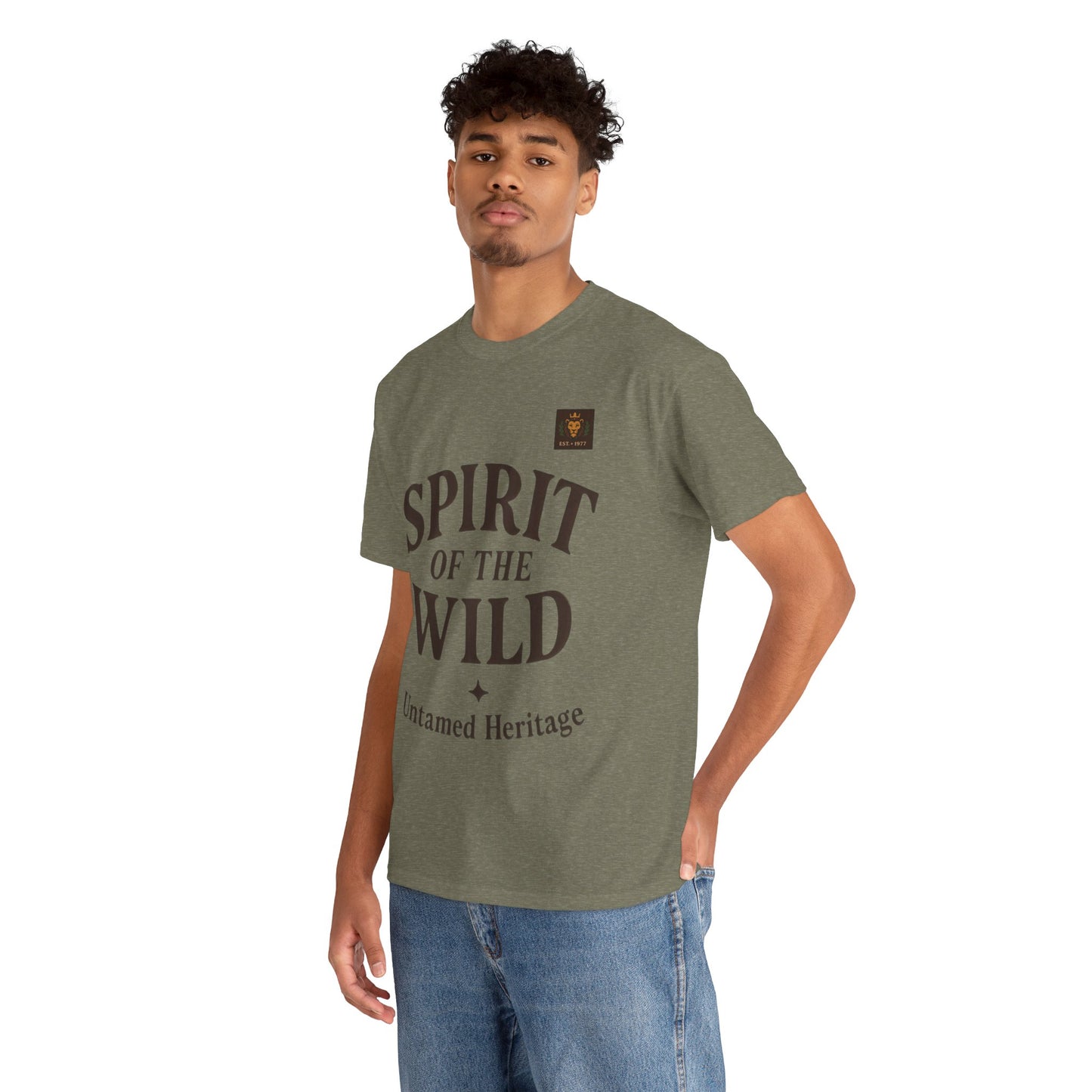 Spirit of the Wild Mens Heavy Cotton Tee, Nature Lover Gift, Outdoor Adventure Shirt, Unisex Tee, Casual Wear, Unique Graphic Apparel