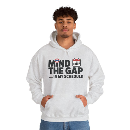 Men's Hoodie Funny Mind The Gap, London Tube Inspired Office Humor Hoodie, Comfy Graphic Sweatshirt