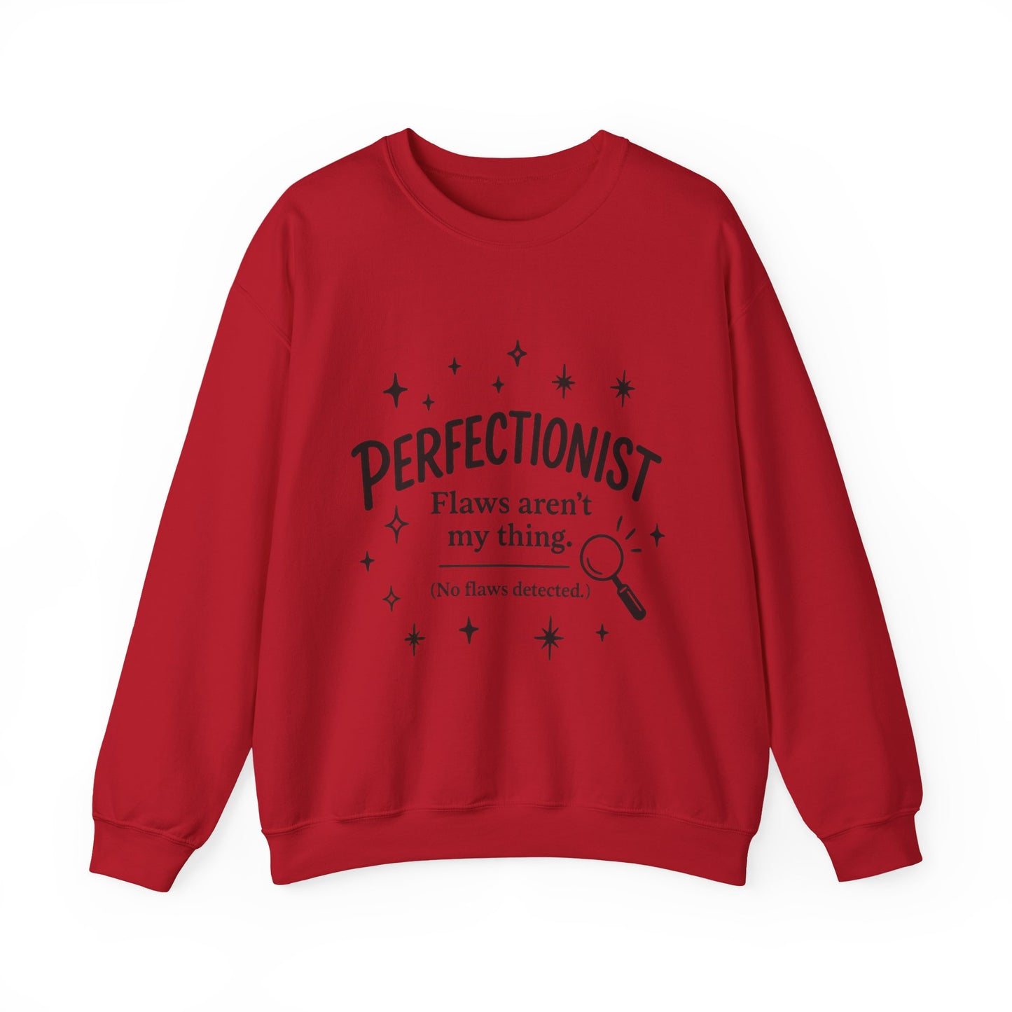 Womens Perfectionist Sweatshirt, Funny Clean Design with Stars, No Flaws Detected Quote Pullover, Minimalist Cozy Gift for Her