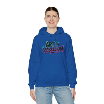 Art Is Rebellion Hoodie, Women's Graffiti Street Art Hooded Sweatshirt, Rebel Graphic Statement Pullover, Heavy Blend™ Hooded Sweatshirt