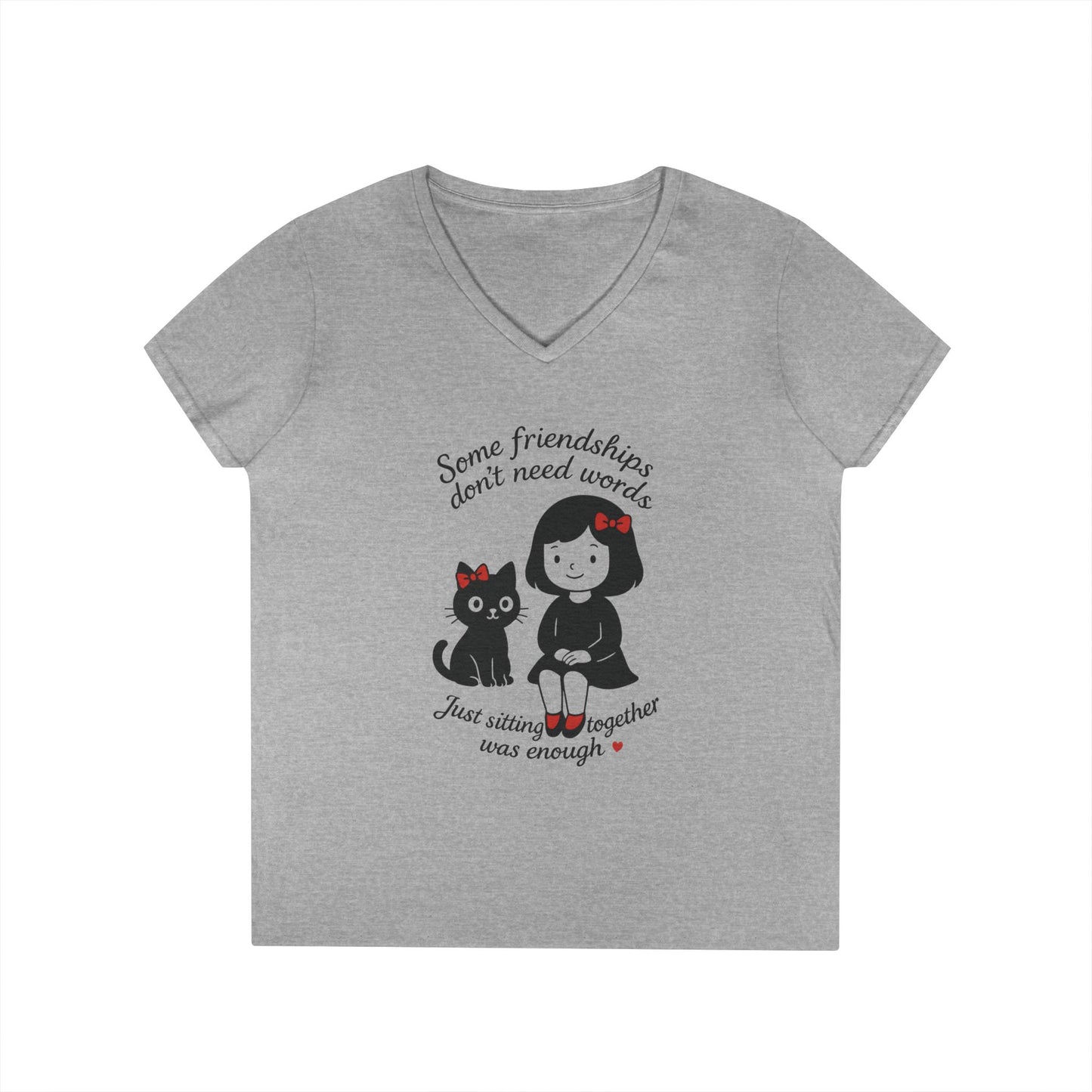 Cat Lover Girls' V-Neck T-Shirt, Gift for Birthday, Cat Lover T-Shirt, Cat Mom Gift