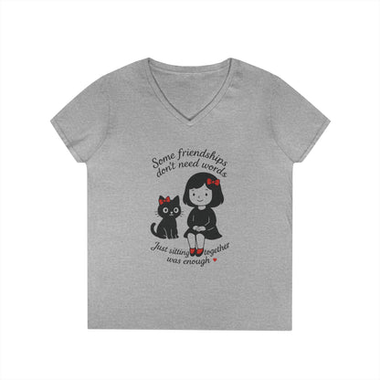 Cat Lover Girls' V-Neck T-Shirt, Gift for Birthday, Cat Lover T-Shirt, Cat Mom Gift