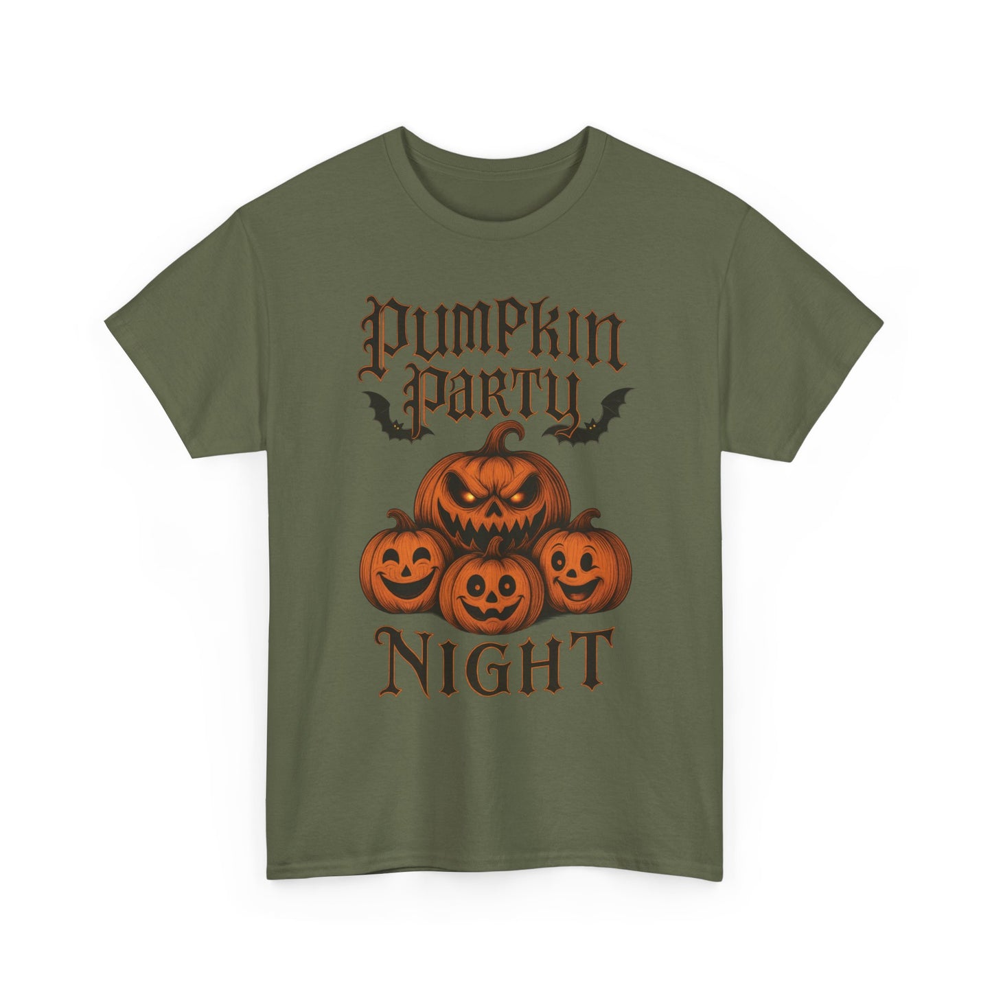 Pumpkin Party Night Men's Halloween T-Shirt, Scary Jack-O-Lantern Pumpkin Graphic Tee for Him