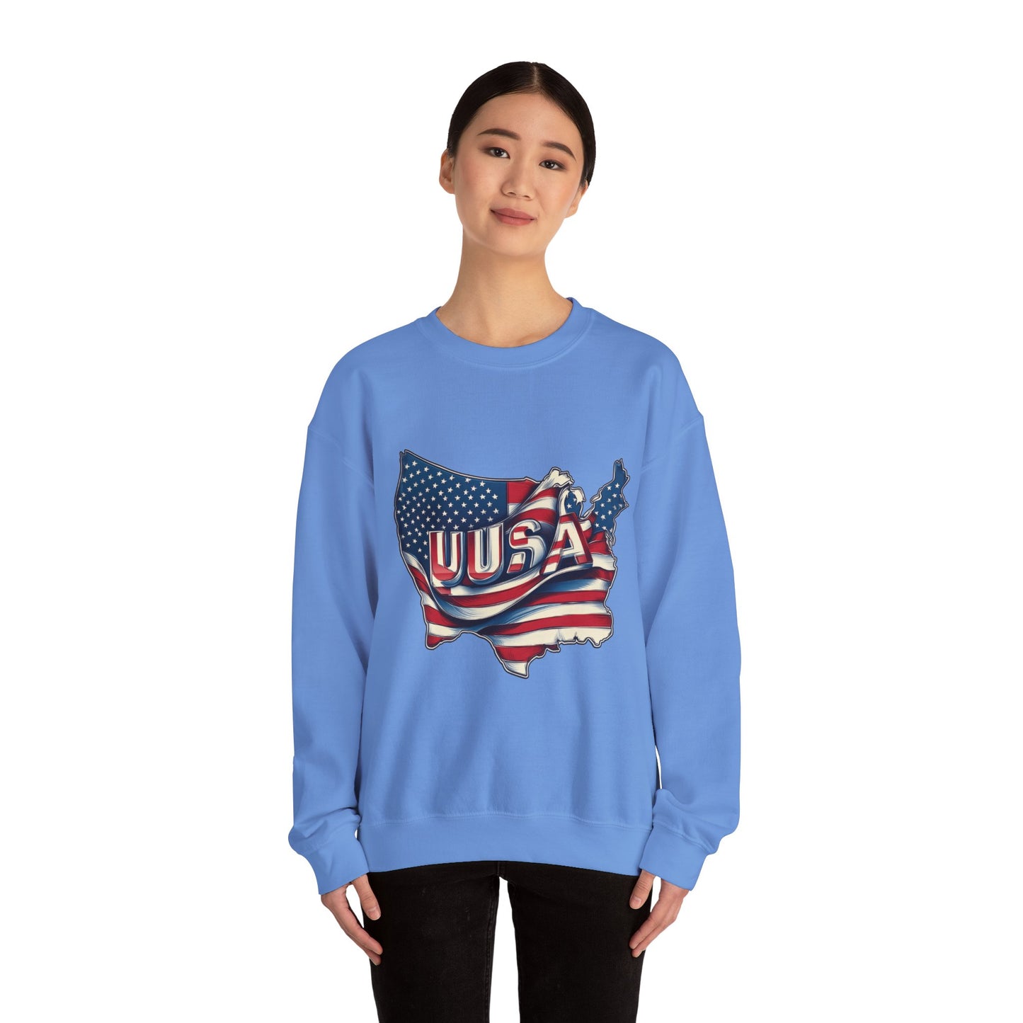 Patriotic USA Crewneck Sweatshirt, Unisex Sweatshirt, American Flag Apparel, Casual Comfort, Great for Independence Day and Holidays