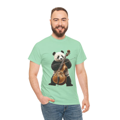 Panda Musician Tee - Cute Animal Graphic Shirt for Music Lovers, Gift for Panda Fans, Unique Concert Outfit, Casual Wear, Cellist Panda