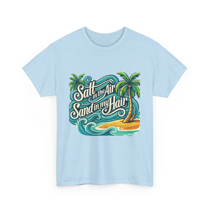 Salt in the Air Sand in My Hair Shirt, Beach Summer Vibes Graphic T-Shirt, Tropical Ocean Palm Design, Ocean-Themed Shirt, Gift Beach Lovers