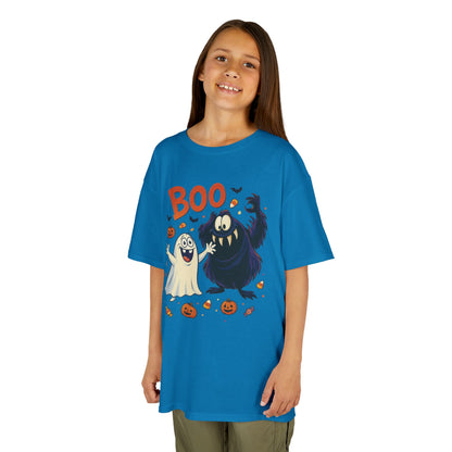 Kids Halloween T-Shirt BOO! Cute Ghost Monster Shirt, Funny Spooky Graphic Tee for Boys Girls, Halloween Costume Gift