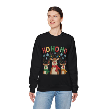 Ho Ho Ho Reindeer Christmas Sweatshirt, Cute Holiday Pullover for Women