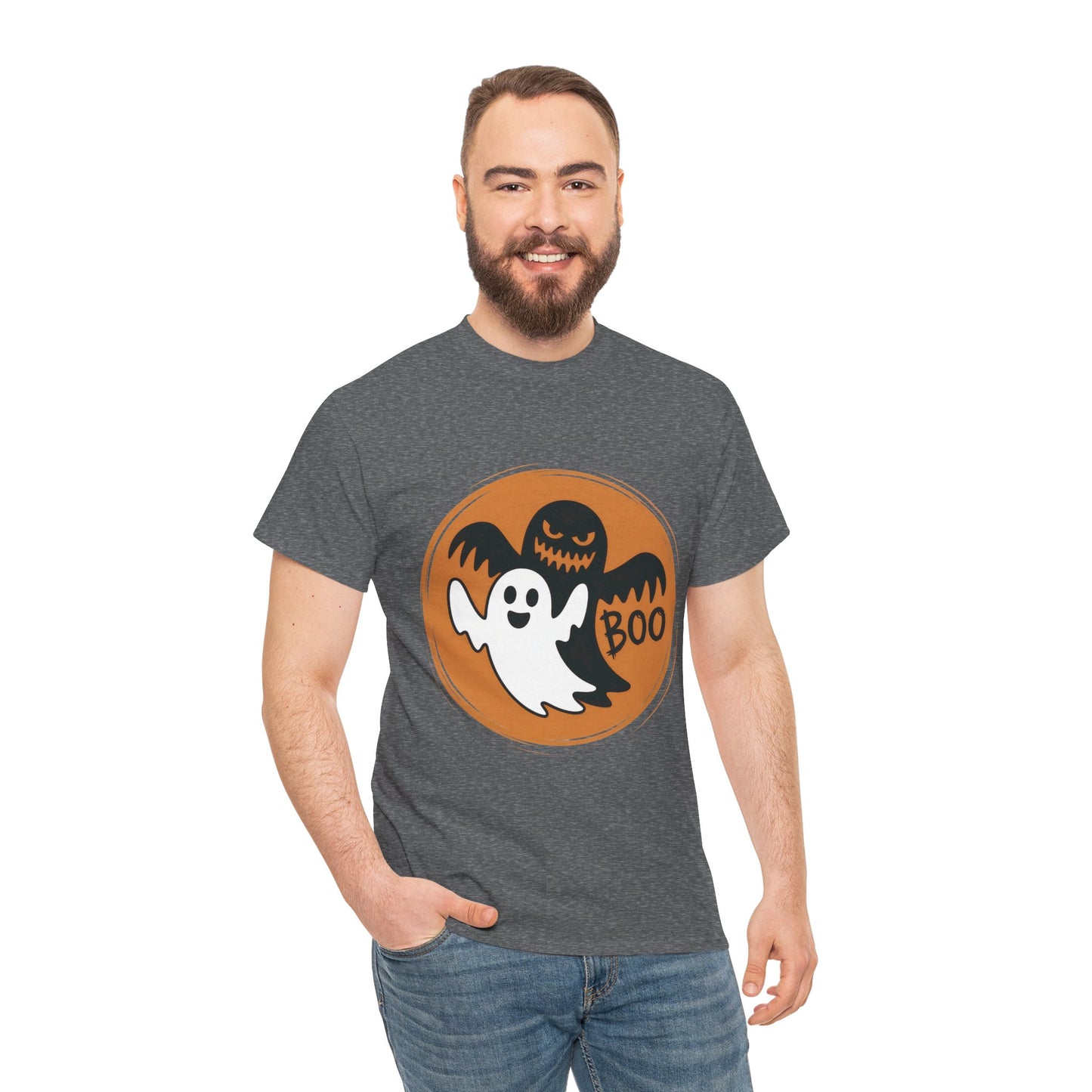 Halloween Ghost Men's T-Shirt, Cute Spooky BOO Tee, Men's Funny Scary Shirt for Men