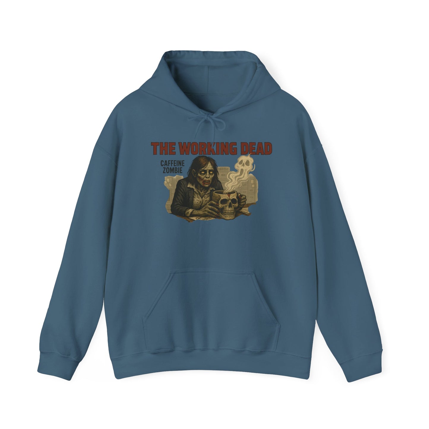 The Working Dead Women's Zombie Hoodie, Work Humor Hoodie, Halloween Work Top, Coffee Zombie Hoodie
