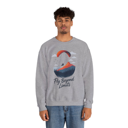 Adventure Inspiration Crewneck Sweatshirt - Fly Beyond Limits, Cozy Outdoor Outfit, Gift for Adventurers, Travel, Motivation Apparel