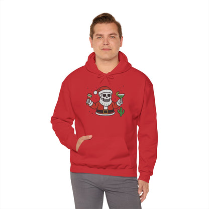 Skeleton Santa Funny Christmas Hoodie for Men, Ugly Margarita Holiday Sweatshirt