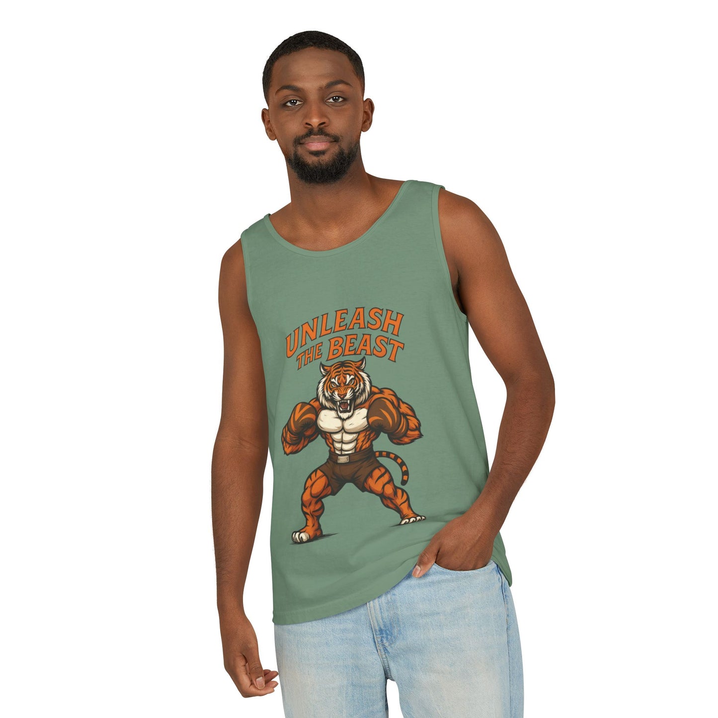 Unleash The Beast Tiger Gym Tank Top - Mens Workout Muscle Tank, Fitness Motivation Sleeveless Shirt, Bodybuilding Top, Strong Beast Gym Top