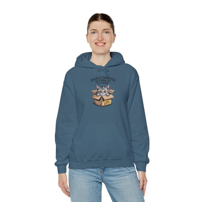 Socially Exhausted Cat Hoodie - Cozy Sweatshirt for Cat Lovers, Funny Gift, Casual Wear, Unique Animal Apparel, Perfect for Relaxing Days