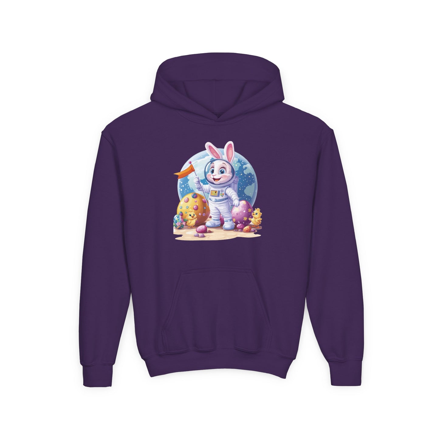 Astronaut Easter Bunny Kids Hoodie, Space Bunny Youth Sweatshirt, Cute Galaxy Easter Gift for Boys and Girls, Gift for Easter Space Lovers