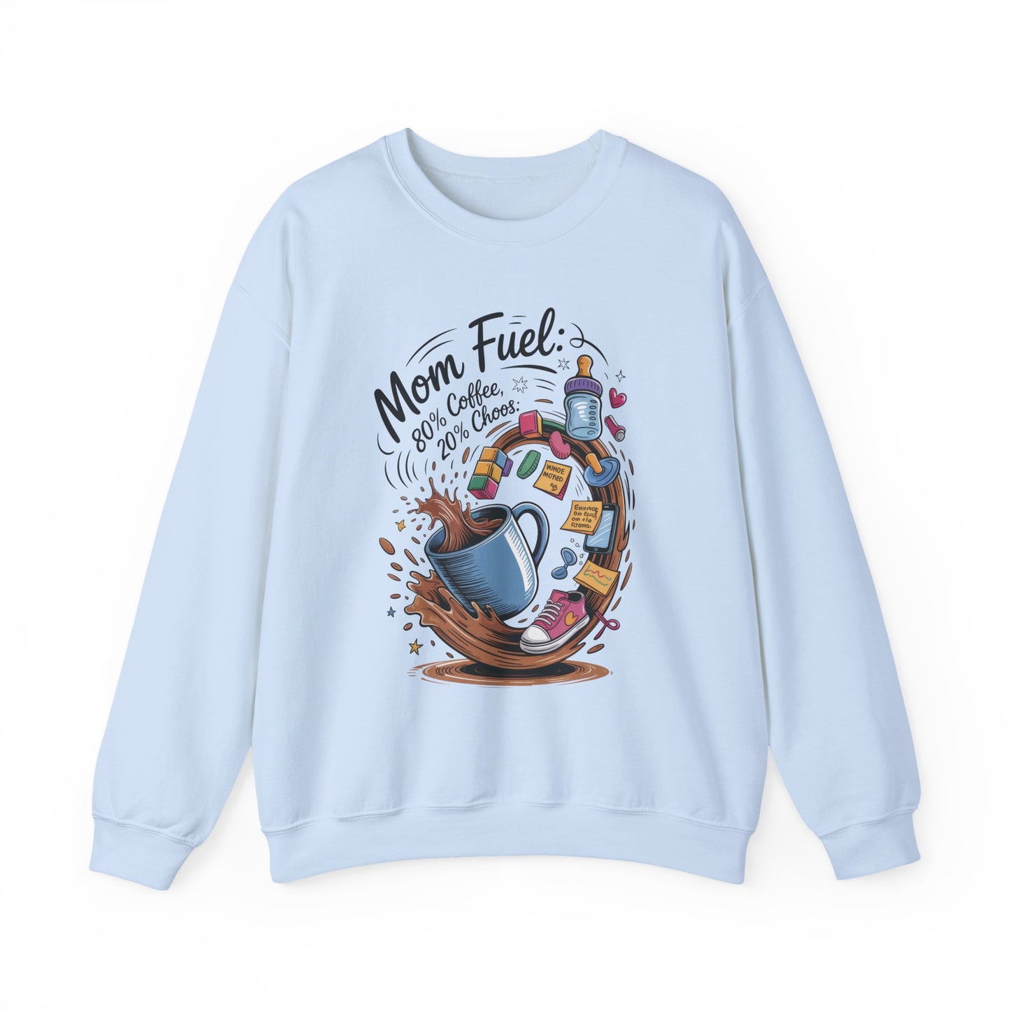 Mom Fuel Unisex Crewneck Sweatshirt, Perfect for Coffee Lovers, Gifts for Moms, Cozy Casual Wear, Funny Graphic Sweatshirt, Mother's Day