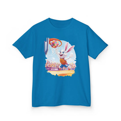 Easter Basketball Bunny Kids T-Shirt - Funny Bunny Dunking Egg Ball, Cute Spring Sports Tee for Kids, Fun Holiday Gift Idea