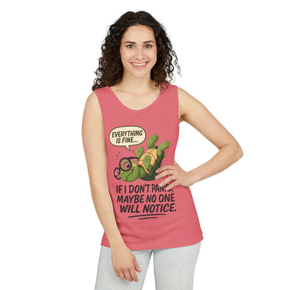 Funny Turtle Womens Tank Top, Everything is Fine, Womens Summer Apparel, Relaxed Fit, Pool Party, Beachwear, Humorous Gift