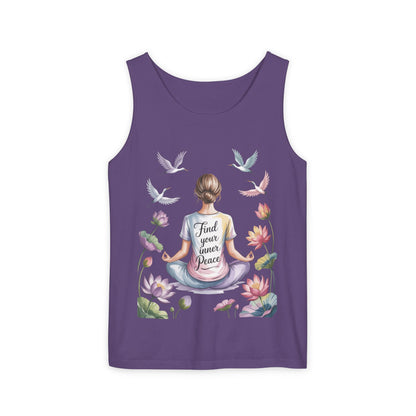 Meditation Floral Womens Tank Top, Find Your Inner Peace, Yoga Apparel, Gift for Mindfulness, Summer Relaxed Wear