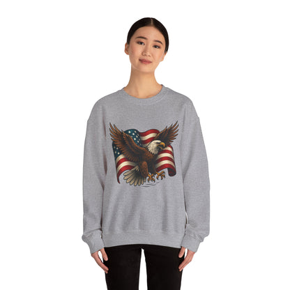 Patriotic Eagle Sweatshirt - Unisex Crewneck, USA Flag Apparel, Memorial Day, Veteran's Day, Independence Day, Gift for Patriots