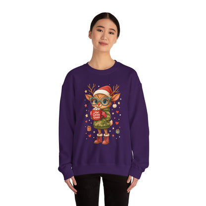 Hot Cocoa Queen Christmas Sweatshirt, Cute Cozy Holiday Reindeer Pullover