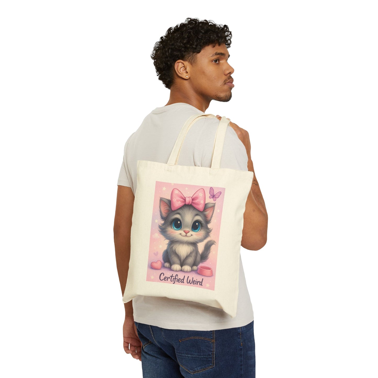 Certified Weird Cat Tote Bag, Cute Canvas Bag, Funny Gift for Cat Lovers, Everyday Shopper, Eco-Friendly Bag