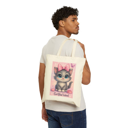 Certified Weird Cat Tote Bag, Cute Canvas Bag, Funny Gift for Cat Lovers, Everyday Shopper, Eco-Friendly Bag