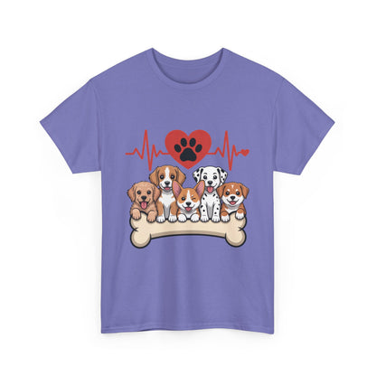 Cute Puppy Heartbeat Women's T-Shirt, Dog Lover Gift, Paw Print Heart Graphic Tee