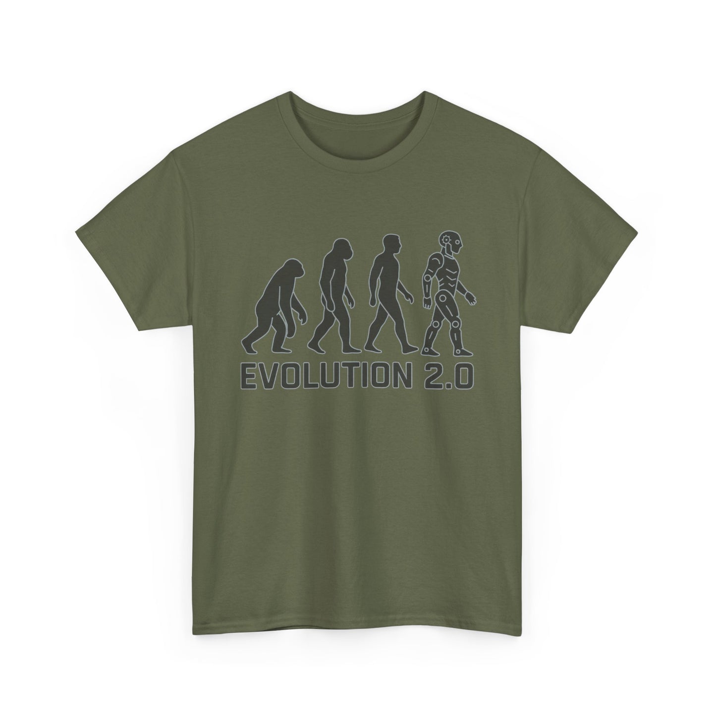 Evolution 2.0 Futuristic Robot Human Evolution T-Shirt, Cyberpunk Tech Graphic Tee for Men, Modern AI Inspired Sci-Fi Shirt