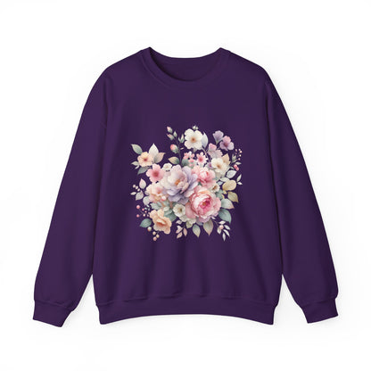 Floral Crewneck Sweatshirt, Cozy Floral Sweatshirt for Spring, Gift for Her, Women's Floral Top, Pastel Floral Sweatshirt
