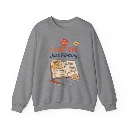 Funny Mens Revenge Sweatshirt, Im Not Mad Just Plotting, Passive Aggressive Sarcastic Crewneck for Him
