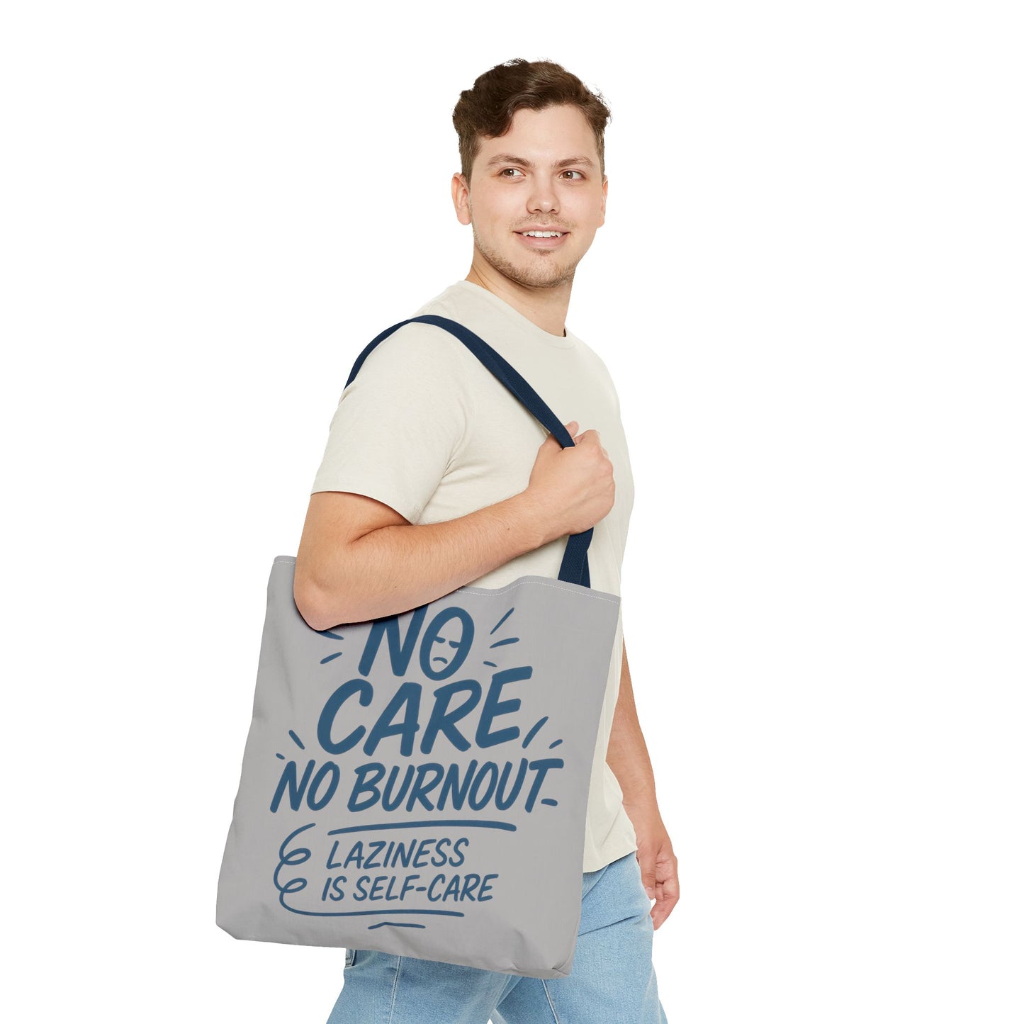 Laziness is Self-Care Funny Quote Bag, Oversized Reusable Canvas Shopping Tote, Sarcastic Self-Care Gift, Weekend Getaway, Everyday Use