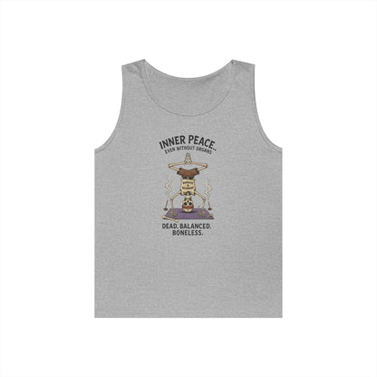 Inner Peace Skeleton Yoga Unisex Tank Top, Dark Humor Meditation Tee, Gift for Mindfulness Lovers, Yoga Shirt, Peaceful Vibes