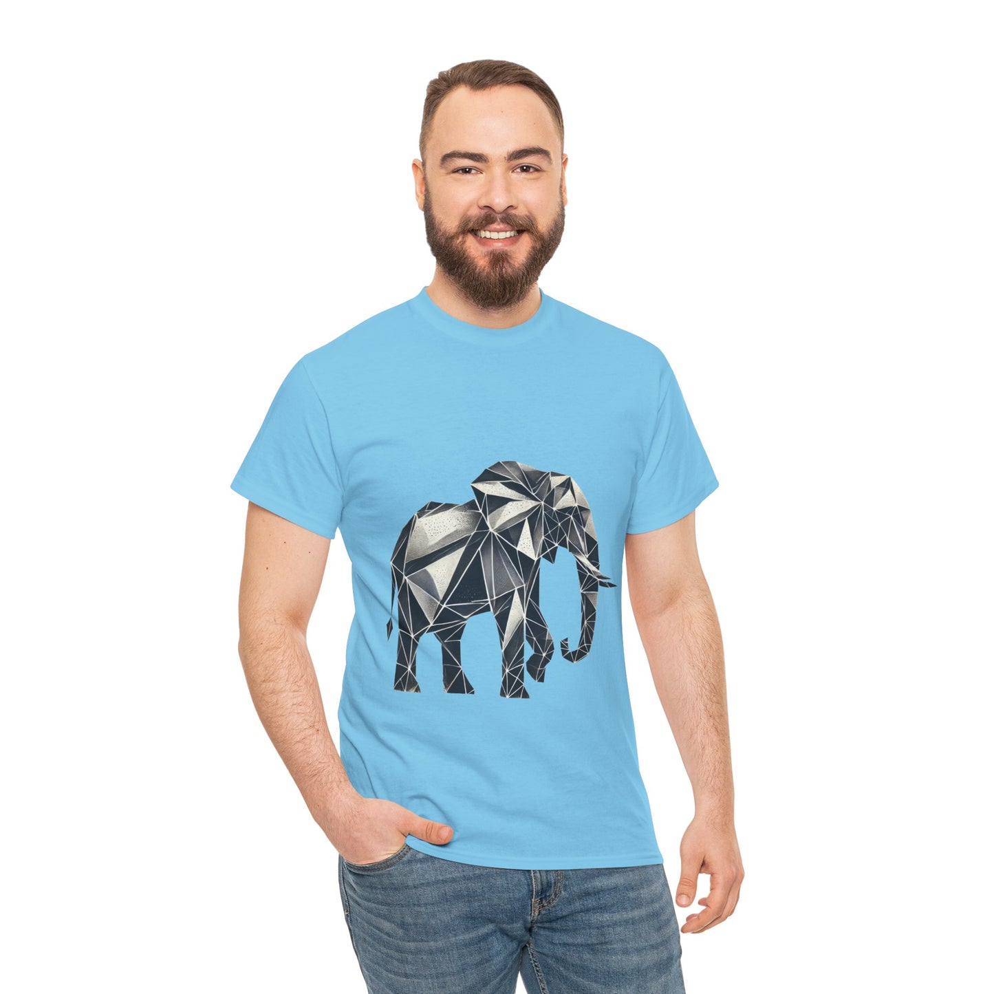 Geometric Elephant Tee - Minimalist Art Shirt, Nature Lover Gift, Animal Print T-Shirt, Unisex Cotton Tee, Eco-Friendly Wear