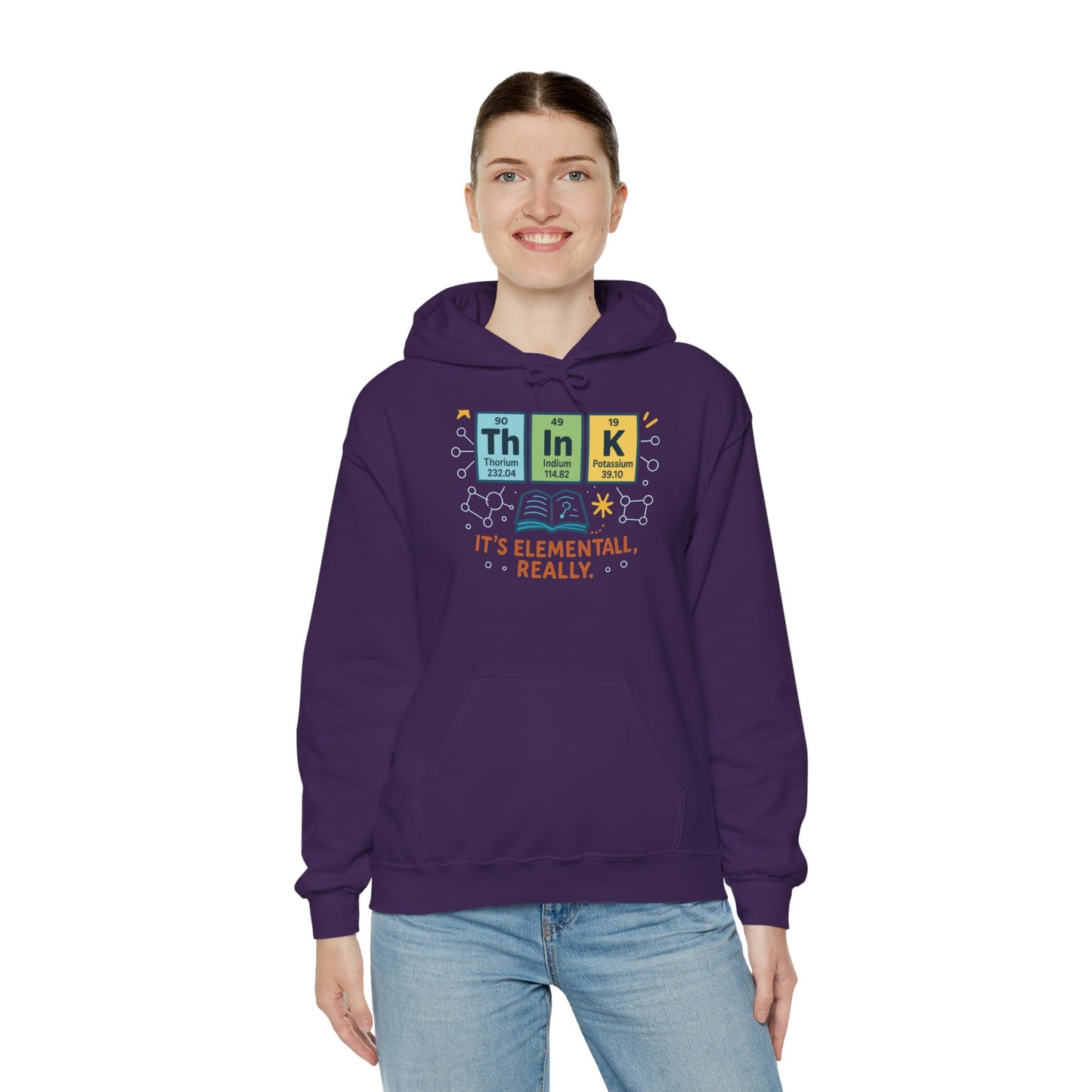 Think Hoodie for Women, Funny Chemistry Hoodie, Element of Humor Science Sweatshirt, Nerdy Gift for Her, Gift for Students, Science Lovers