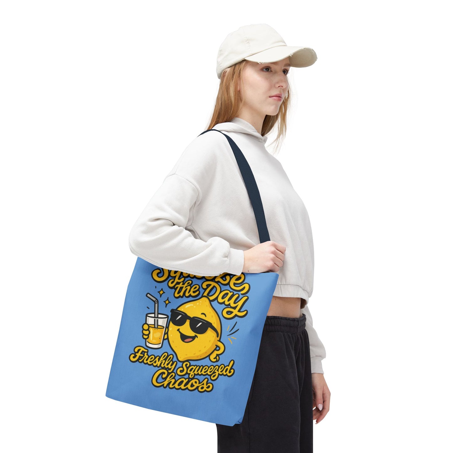 Lemon Themed Tote Bag, Squeeze the Day, Shopping Bag, Gift for Citrus Lovers, Eco-Friendly Carrier, Summer Accessory, Beach Weekender Bag