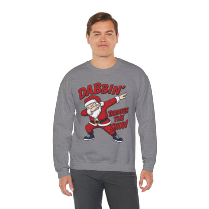 Dabbin Through The Snow Santa Men's Christmas Sweatshirt, Funny Holiday Jumper