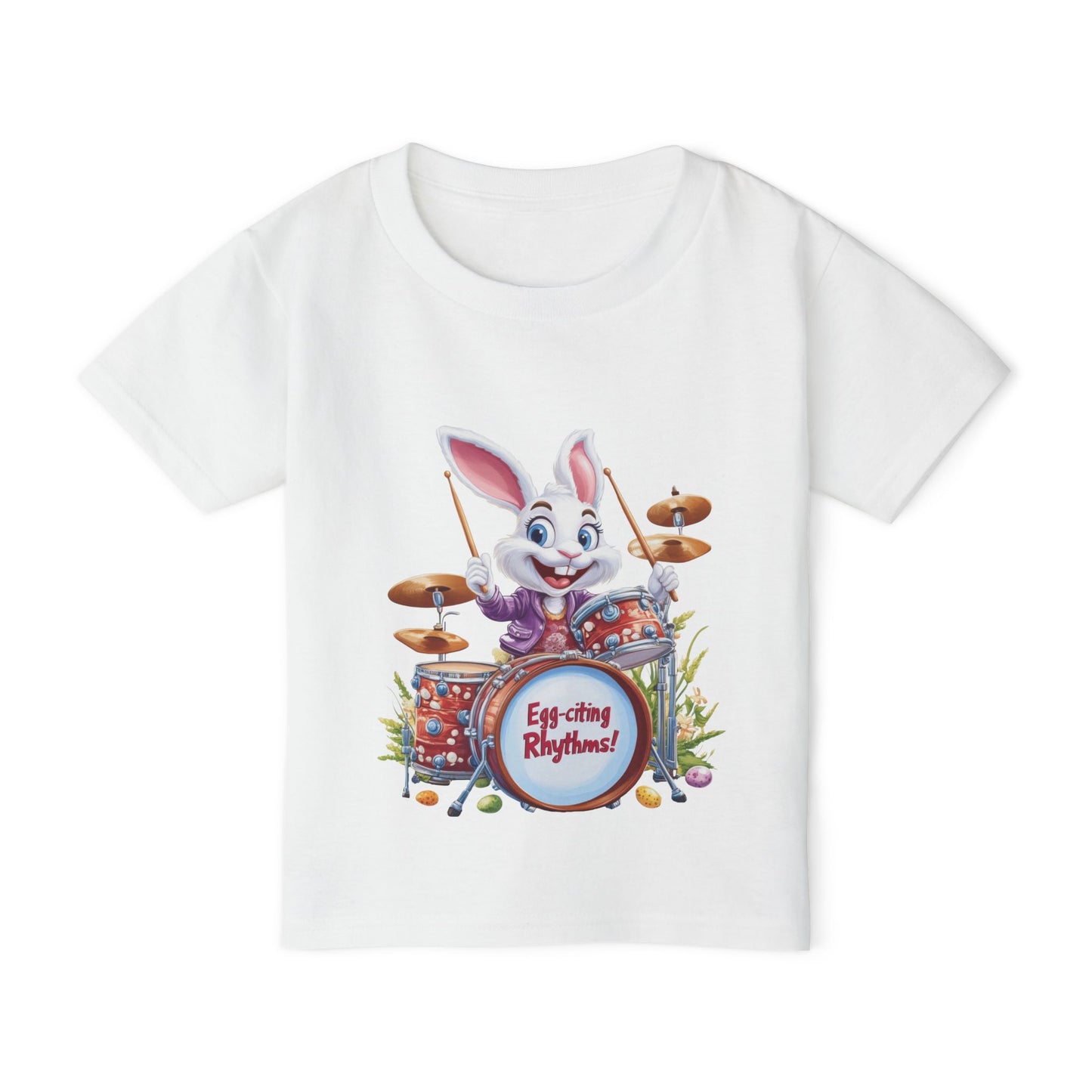 Easter Bunny Drummer Toddler T-Shirt - Fun Spring Apparel, Kids Music Shirt, Egg-citing Rhythms, Perfect Gift for Easter, Toddler Fashion
