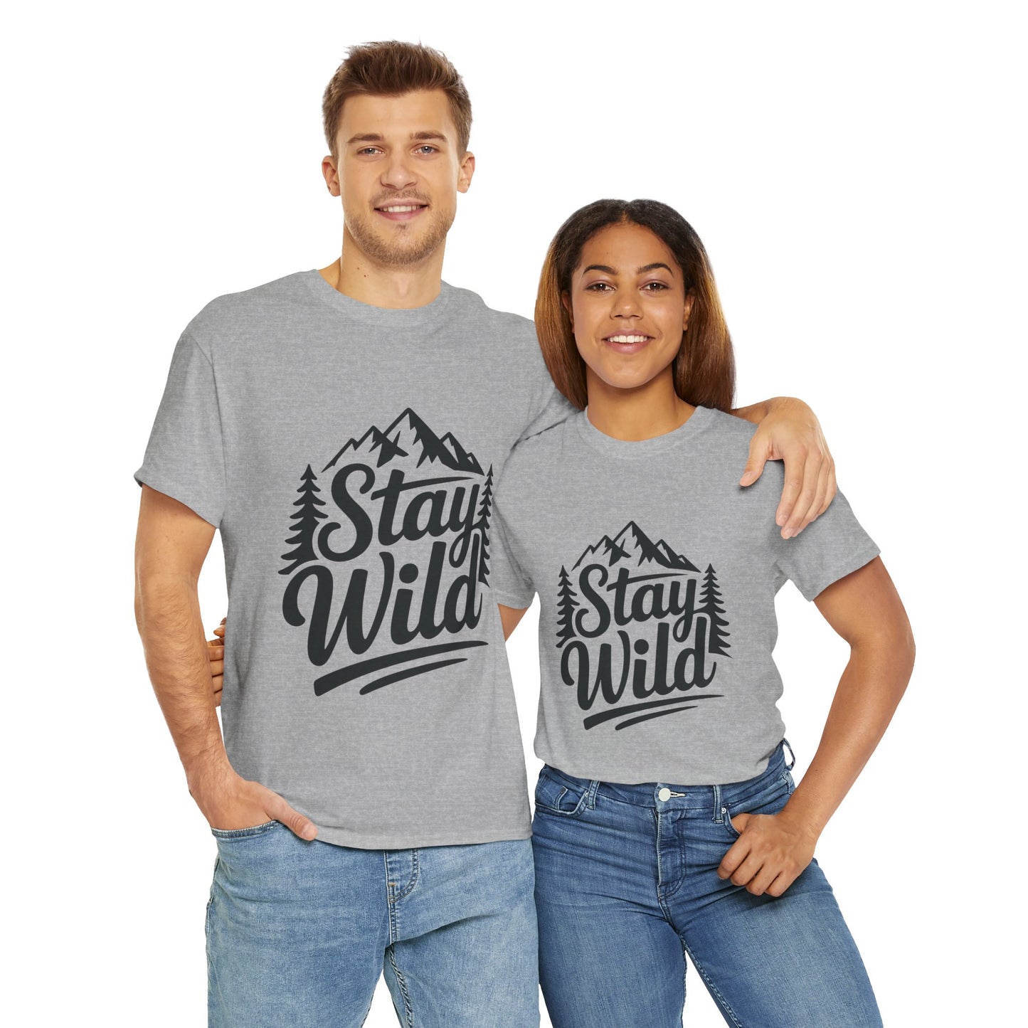 Stay Wild Adventure Tee, Unisex Heavy Cotton Tee for Nature Lovers, Camping, Hiking, Gifts for Outdoorsy Friends, Nature Graphic Tee