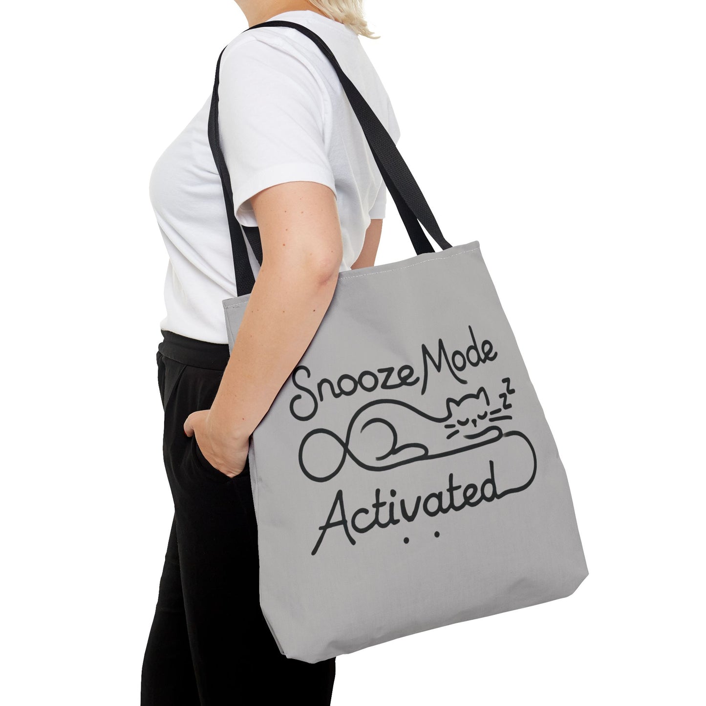 Sleepy Cat Tote Bag - Snooze Mode Activated, Cute Cat Lover Gift, Lounge Essential, Beach, Grocery, Everyday Use, Beach Weekender Bag