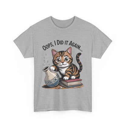 Playful Cat Women's Tee, Funny Oops I Did It Again Design, Cat Lover Gift, Casual Wear, Birthday Gift, Pet Lover Tee, Women's Gift