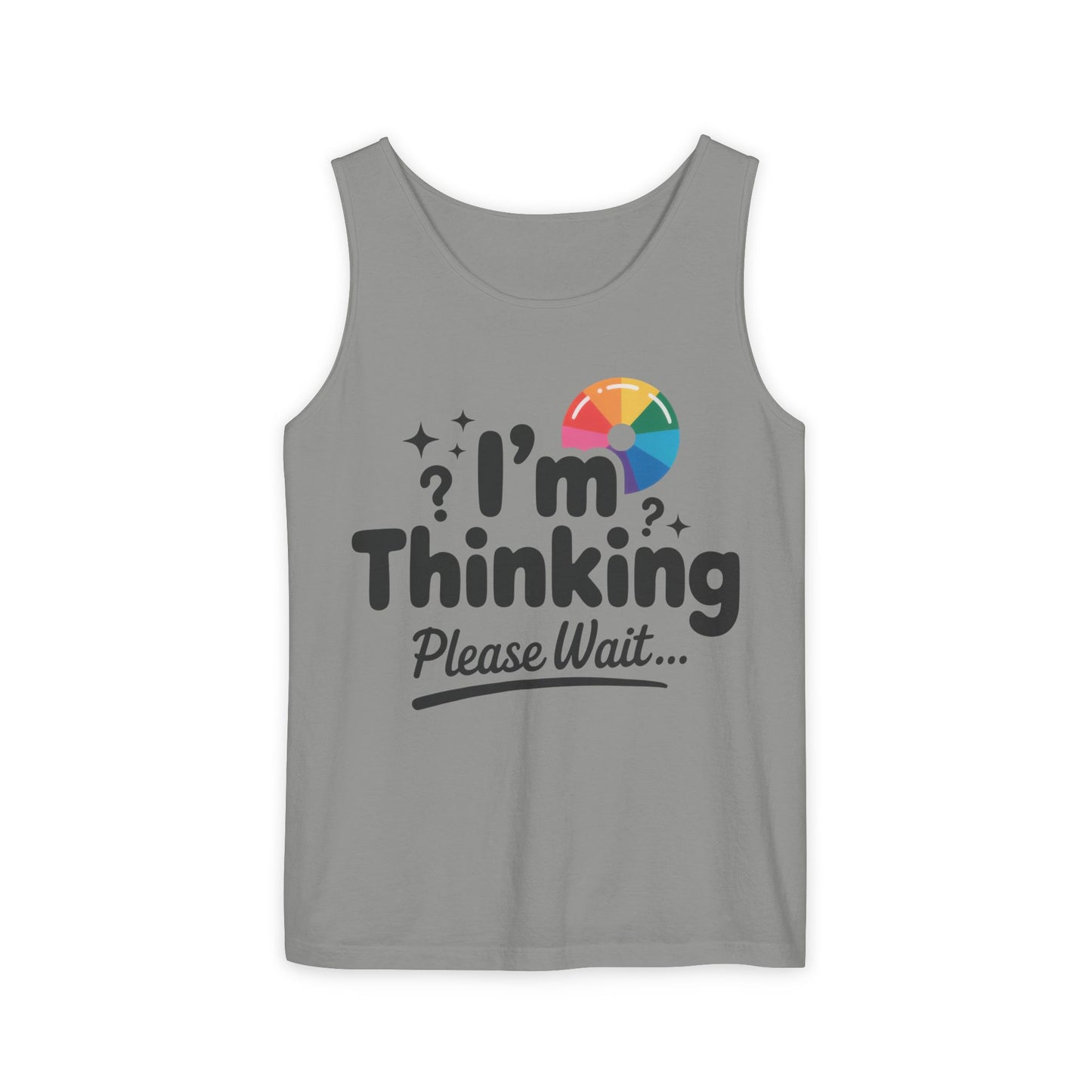 Funny - Im Thinking Please Wait - Mens Tank Top, Cute Geeky Gift for Introverts, Programmers, Designers, Fun Humor Shirt, Gift for Adults