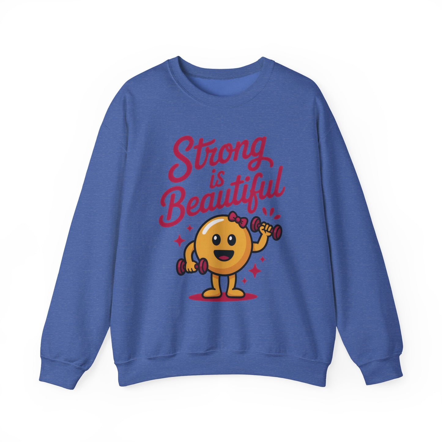 Strong is Beautiful Womens Crewneck Sweatshirt, Cute Fitness Graphic Pullover, Gym and Workout Motivation Sweater, Gift for Fitness Lovers