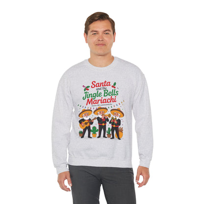 Santa and the Jingle Bells Mariachi Sweatshirt, Funny Mexican Christmas Jumper, Latin Holiday Fiesta Pullover