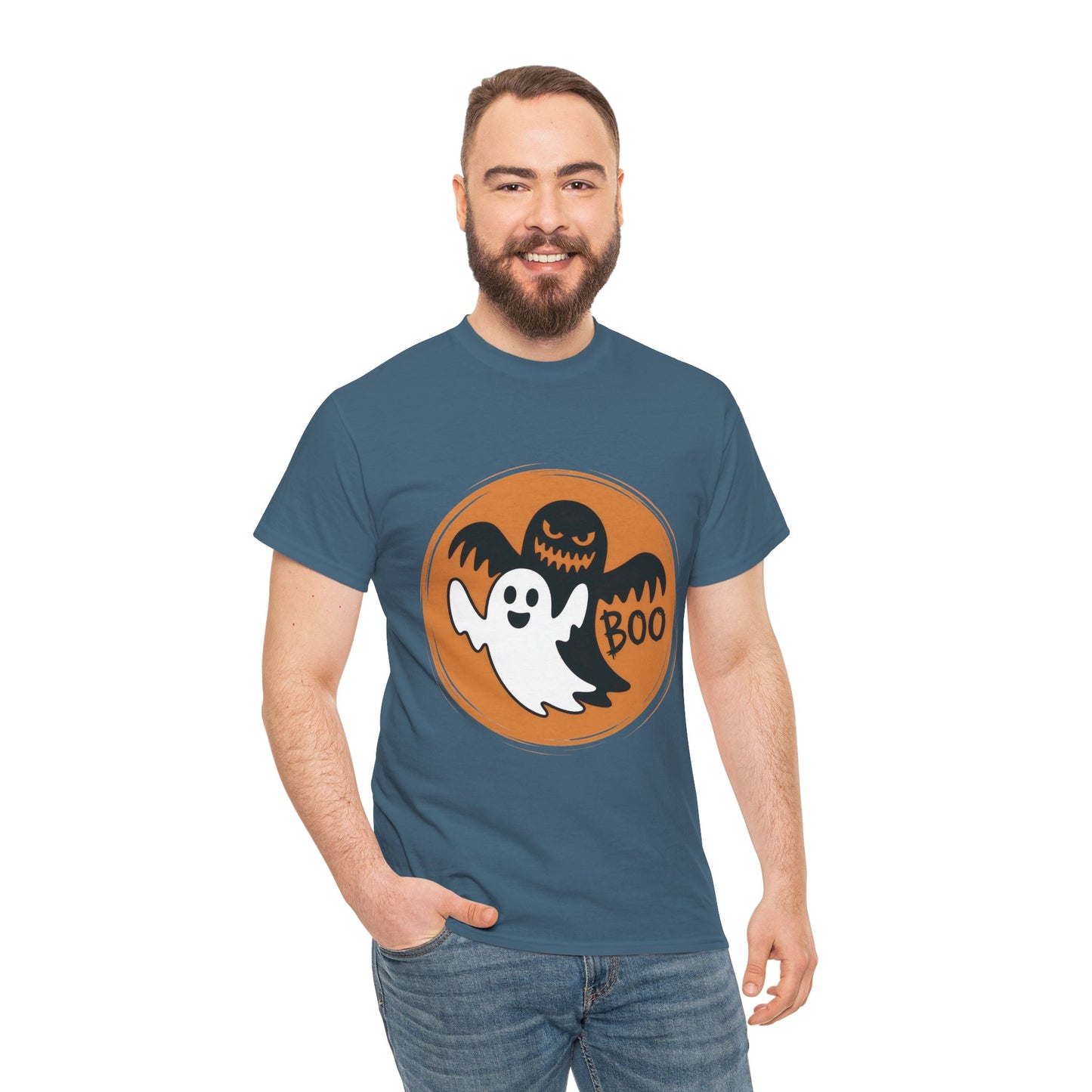 Halloween Ghost Men's T-Shirt, Cute Spooky BOO Tee, Men's Funny Scary Shirt for Men