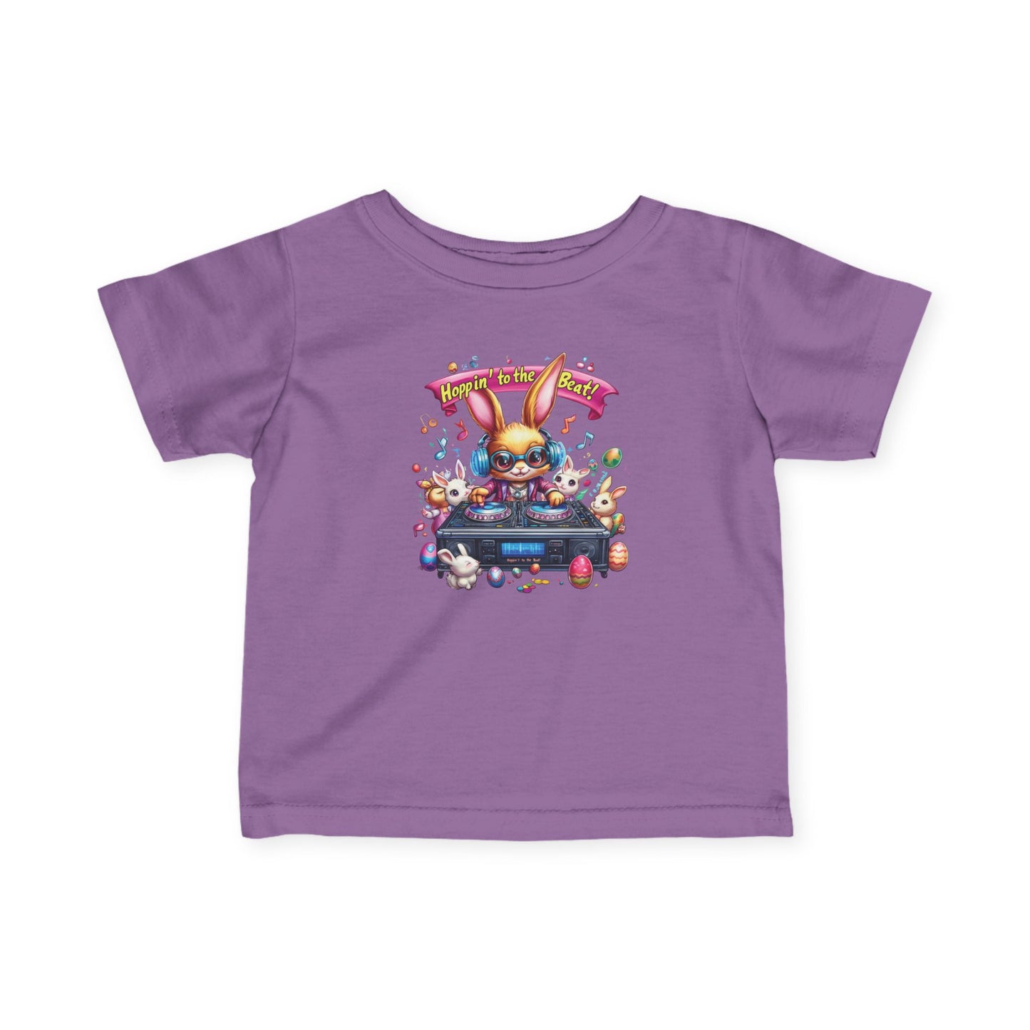 DJ Bunny Infant T-Shirt - Fun Easter Music Shirt for Babies 6 - 24 Months, Cute Spring Outfit with Playful Bunny and Colorful Music Vibes
