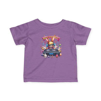 DJ Bunny Infant T-Shirt - Fun Easter Music Shirt for Babies 6 - 24 Months, Cute Spring Outfit with Playful Bunny and Colorful Music Vibes