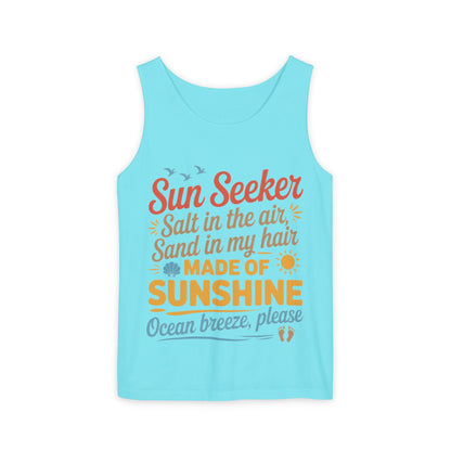 Sun Seeker Summer Quote Tank Top, Made of Sunshine Beach Vibes Tee, Ocean Breeze Please Tank Top for Women, Salt in the Air Sand Top